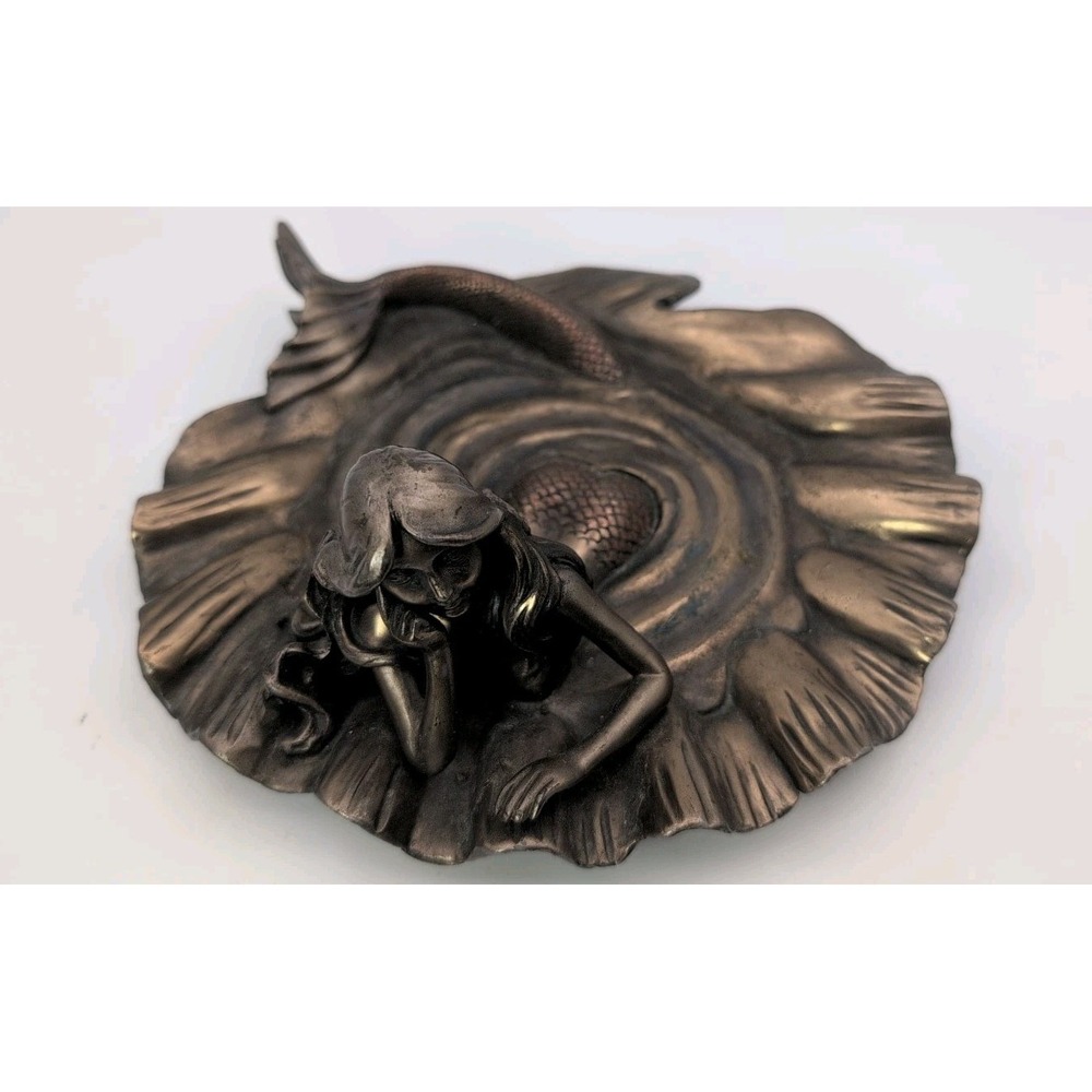 SUMMIT COLLECTION Art Nouveau Mermaid Tray Trinket Dish Vintage Hollywood Vanity - Picture 2 of 6